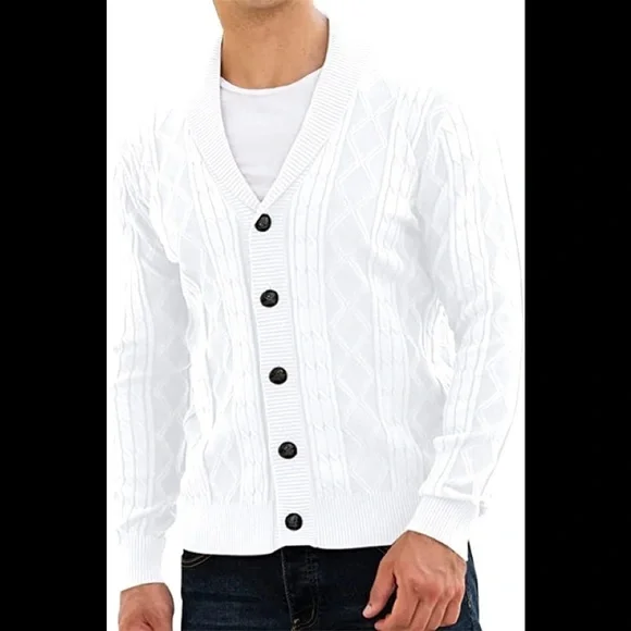 New Mens Cardigan Shawl Collar Sweater Multiple Sizes - Picture 1 of 2